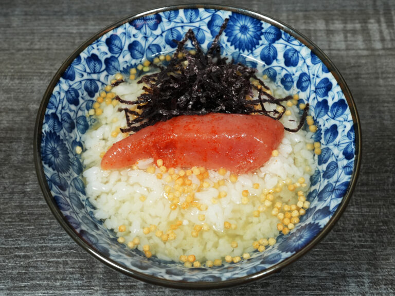 Mentaiko chazuke with rice and spicy cod roe at Torrance Yokocho