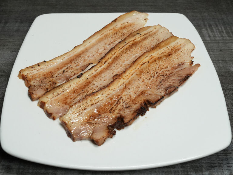 Grilled chashu pork slices at Torrance Yokocho