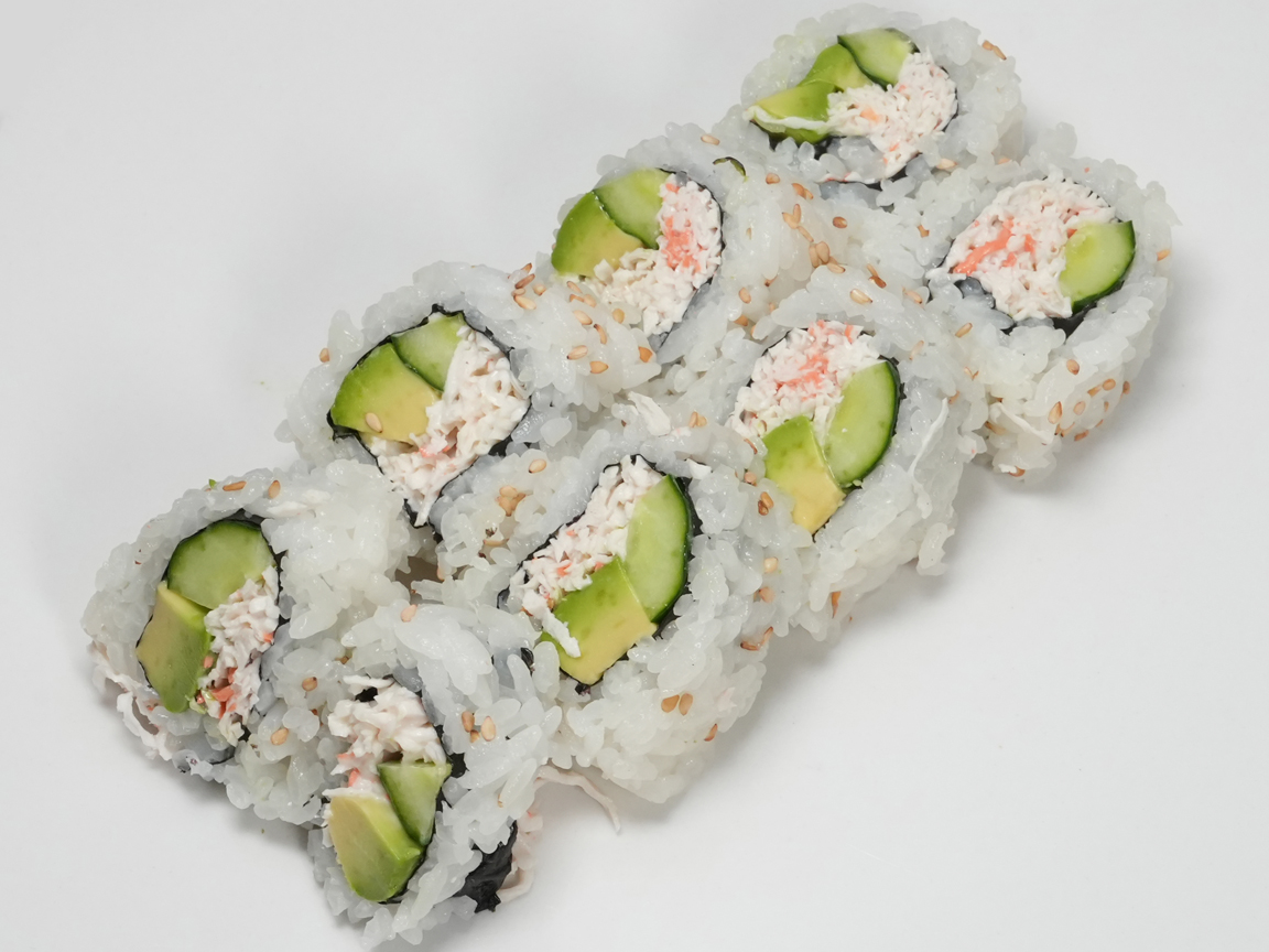 California roll sushi with crab and avocado at Torrance Yokocho