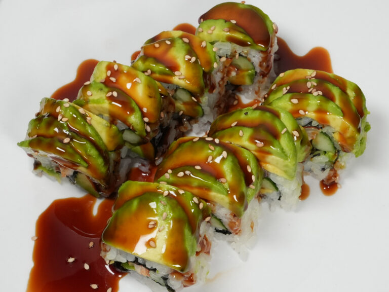 Caterpillar roll sushi with avocado topping at Torrance Yokocho